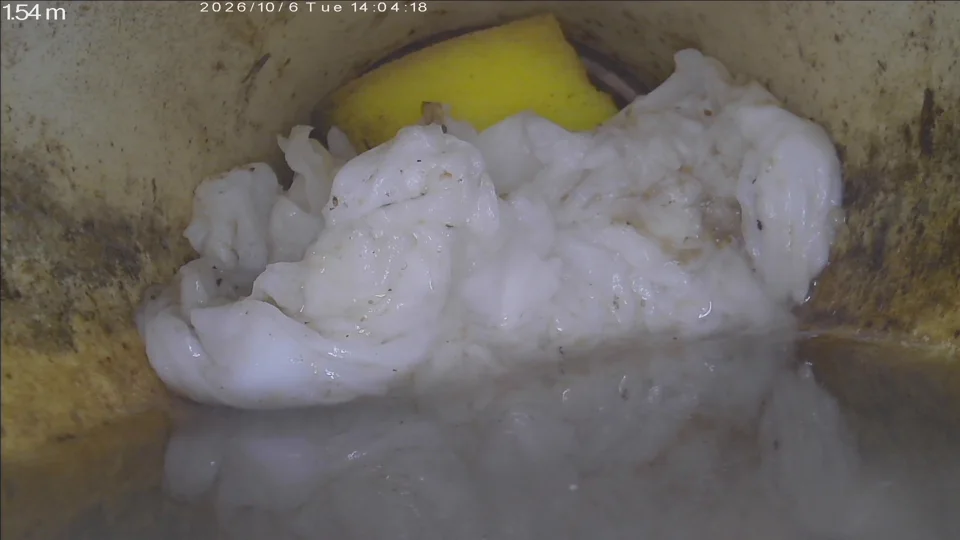 CCTV inspection footage showing a blockage inside a drain